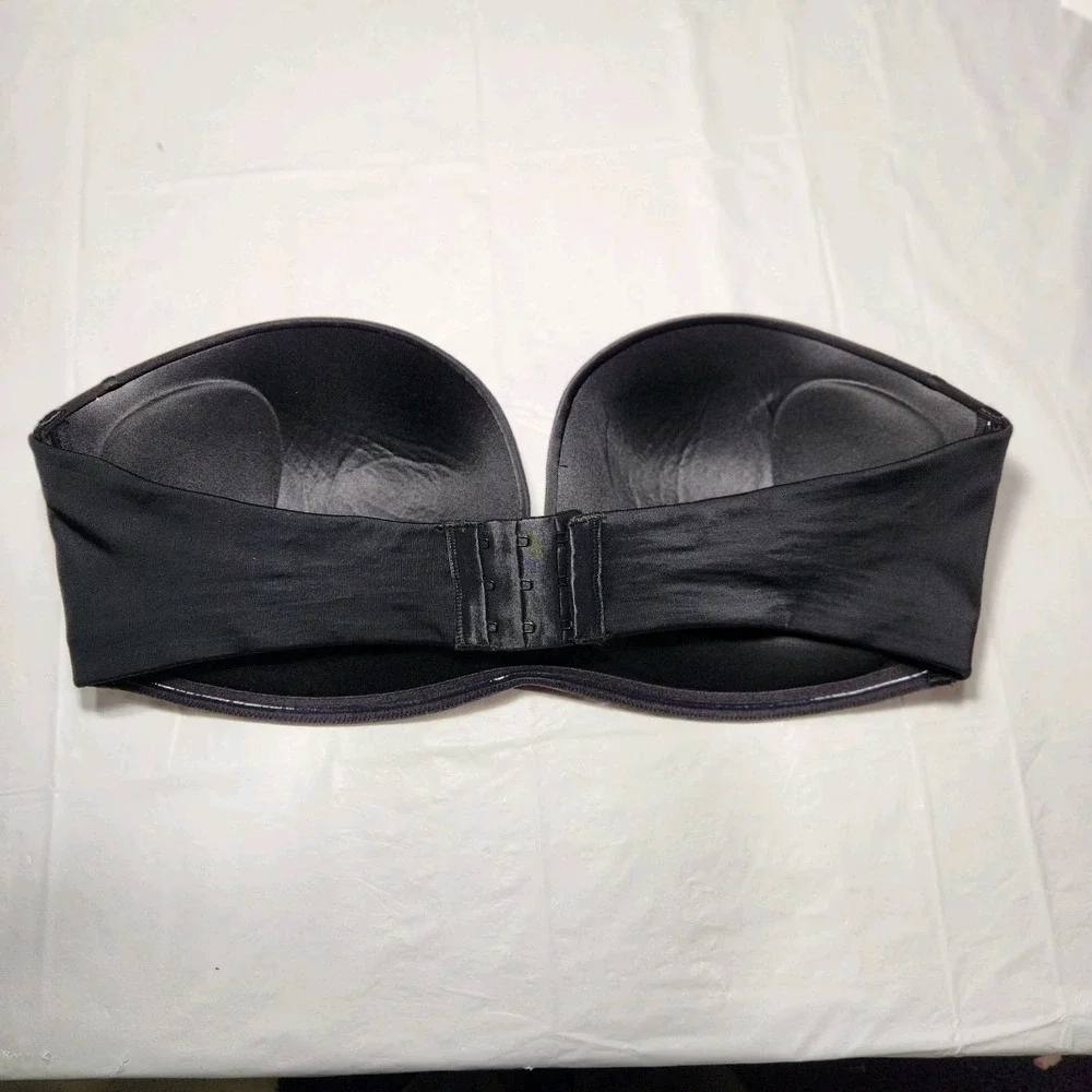 Delimira‎ Bra Womens 40D Black Strapless Push Up Lace Underwire Plus Size